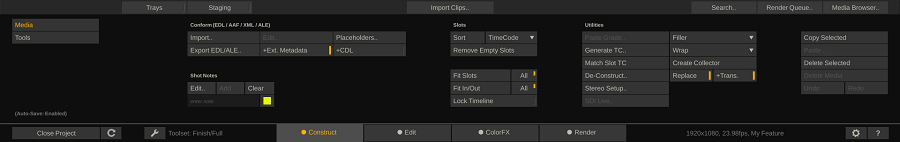 Construct Timeline Media menu