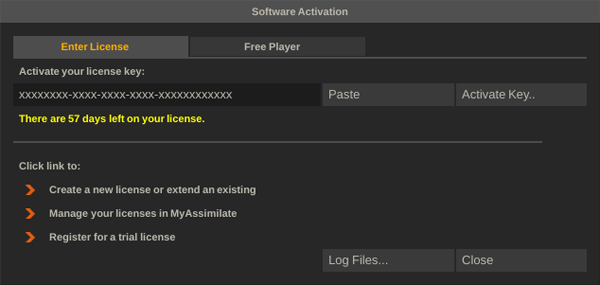 License Activation Dialog